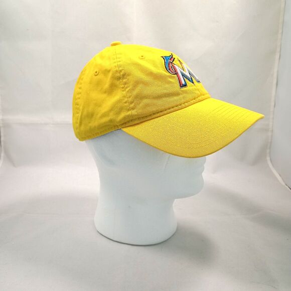New Era Marlins Hat Cap Strap Back Yellow Womens Baseball Cap 6 Panel - Picture 2 of 5